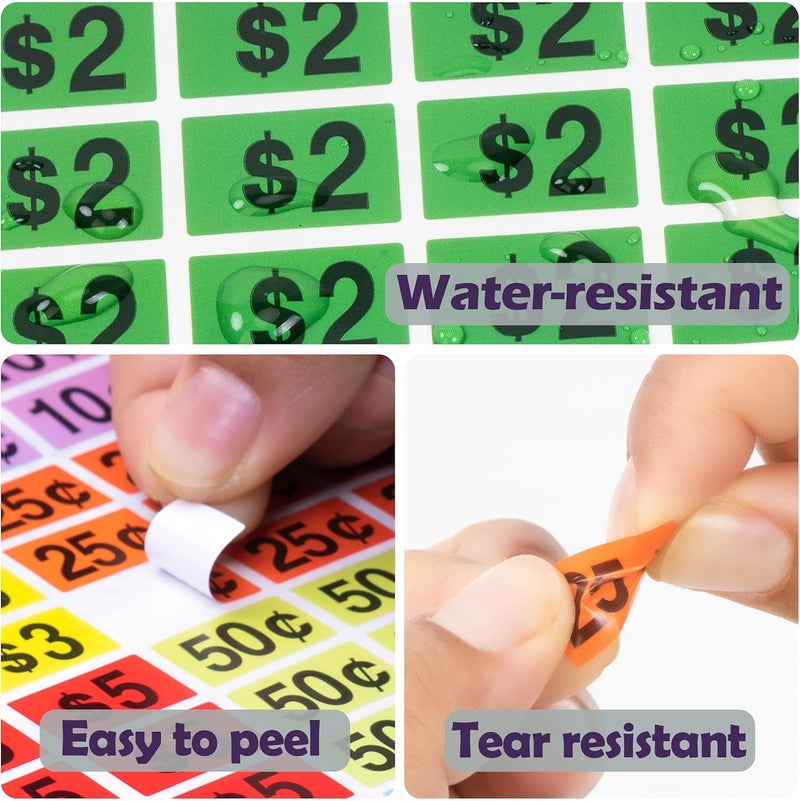 YSHIHE 2240 Pcs Garage Sale Stickers 1/2" X 3/4" Yard Sale Price Sticker Rectangle Pre-Printed Labels Price Tags for Marketing Supplies - Image 5